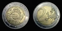 2012 AD., Germany, 10 Years of Euro Cash commemorative, 2 Euro, Hamburg mint, KM 306. 