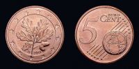 2011 AD., Germany, Federal Republic, Munich mint, 5 Euro Cent, KM 209.