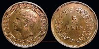 1910 AD., Portugal, Manuel II, Lisbon mint, 5 Reis, KM 555. 