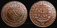 1820 AD., Portuguese Empire, JoÃ£o VI, Brazil as a colony, Rio de Janeiro mint, 10 Reis, KM 314.1. 