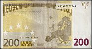 European Union, European Central Bank, Pick 13x. 200 Euro, 2005 AD., Printer: Oberthur, France for Germany, E001D1-X03407787749 Reverse 