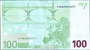 European Union, European Central Bank, Pick 18x.2. 100 Euro, 2011-2019 AD., Printer: Oberthur Fiduciaire, Chantepie, France, E002E1-X18620554277 Reverse 