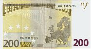 European Union, European Central Bank, Pick 19x.2. 200 Euro, 2002 AD., Printer: Oberthur, France for Germany, E004G4-X07113574775 Reverse 