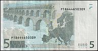 European Union, European Central Bank, Pick 8p.1-2. 5 Euro, 2009 AD. Printer: Oberthur, France for Netherlands, E006H4-P18644650309 Reverse 