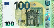 European Union, European Central Bank, Pick 30e. 100 Euro, 2020 AD. Printer: Oberthur Fiduciaire, Chantepie, France, E013E2-EA9166522807 Obverse 