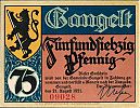 1921 AD., Germany, Weimar Republic, Gangelt, municipality, Notgeld, collector series issue, 75 Pfennig, Grabowski/Mehl 406.1a-7/12. 09028 Obverse