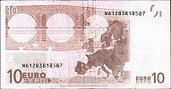 European Union, European Central Bank, Pick 9n. 10 Euro, 2002 AD., Printer: Oesterreichische Banknoten und Sicherheitsdruck GmbH, Vienna, Austria, F020A6-N61283818587 Reverse 