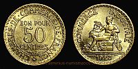 1923 AD., France, Chambers of Commerce, Paris mint, 50 Centimes, KM 884.
