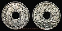 1919 AD., France, 3rd Republic, Paris mint, 5 Centimes, KM 865.