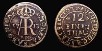 German States, 1713 AD., Saxony, Friedrich August I, contemporary fake, imitation of a Leipzig mint issue, 1/12 Thaler, cf. KM 765. 