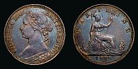 1875 AD., Great Britain, Victoria, Heaton mint, Farthing, Spink 3958 var. 