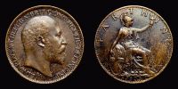 1909 AD., Great Britain, Edward VII, Royal mint (London), Farthing, Freeman 587. 