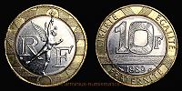 1989 AD., France, 5th Republic, Paris mint, 10 Francs, KM 964.1.