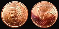 2014 AD., France, 5th Republic, Paris mint, 1 Euro Cent, KM 1282. 