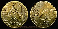 2001 AD., France, 50 Euro Cent, Paris mint, KM 1287. 