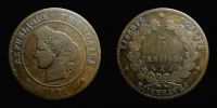 1881 AD., France, 3rd Republic, Paris mint, 5 Centimes, KM 821.1.