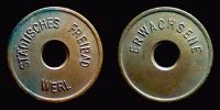 1960-2000 AD., Germany, city of Werl, adults entry token for the municipal outdoor pool.