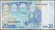 European Union, European Central Bank, Pick 10e. 20 Euro, 2002 AD., Printer: Johan Enschede en Zonen (Netherlands) for Slovakia, G012I2-E03611723538 Reverse 