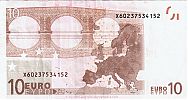 European Union, European Central Bank, Pick 9x.4. 10 Euro, 2002 AD., Printer:  Johan Enschede en Zonen (Netherlands) for Germany, G017C1-X60237534152 Reverse 
