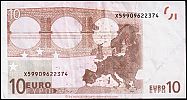 European Union, European Central Bank, Pick 9x.4. 10 Euro, 2002 AD., Printer: Johan Enschede en Zonen (Netherlands) for Germany, G017G1-X59909622374 Reverse 