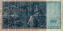 1918-1923 AD., Germany, Weimar Republic, Reichsbank, Berlin, 100 Mark, Pick 43/2. GÂ·5349025 Reverse