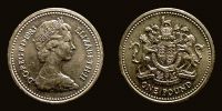 1983 AD., United Kingdom, Elizabeth II, Royal Mint, 1 Pound, KM 933.