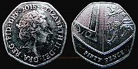 2015 AD., United Kingdom, Elizabeth II, 50 Pence, Spink H30. 