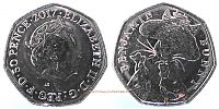 2017 AD., United Kingdom, Elizabeth II, Benjamin Bunny circulating commemorative, Royal Mint, 50 Pence. 
