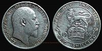 1906 AD., United Kingdom, Edward VII, Royal Mint, 1 Shilling, KM 800.
