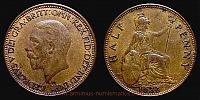 1930 AD., Great Britain, George V, Royal mint London, Half Penny, KM 837. 