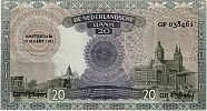 1941 AD., Netherlands, Nederlandsche Bank, 20 Gulden, Pick 54a.2. GF 038461 Reverse