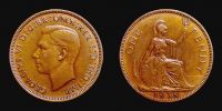 1938 AD., Great Britain, George VI, Royal mint London, 1 Penny, KM 845.