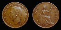 1947 AD., Great Britain, George VI, Royal mint London, 1 Penny, KM 845.