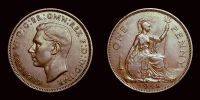 1948 AD., Great Britain, George VI, Royal mint London, 1 Penny, KM 845.