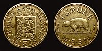 Greenland, 1926 AD., Christian X of Denmark, Copenhagen mint, 1 Krone, KM 8.