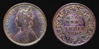 India, British India, 1862 AD., Victoria, Calcutta mint, Â½ Anna, KM 468.