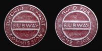 Canada, 1954-67 AD., Toronto, Toronto Transit Commission single-ride token.