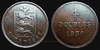 1830 AD., Guernsey, Royal mint London, 4 Doubles, KM 2. 