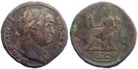 125-128 AD., Hadrian, Rome mint, Ã† Sestertius, RIC 636.