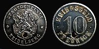 1917-18 AD., Germany, 2nd Empire, Heidelberg (city), Kriegsgeld, 10 Pfennige, Funck 203.1.