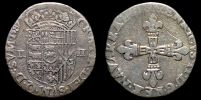 1587, France, Kingdom of Navarre and Seigneurie de BÃ©arn, Henri II., Pau mint, Quart d'Ã©cu, Duplessy 1325.