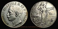 Italy, 1911 AD., Vittorio Emanuele III, 50th Anniversary of the Italian unification commemorative, modern fake imitating the Rome mint, 5 Lire, cf. KM 53.