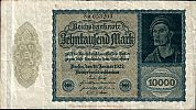 1922 AD., Germany, Weimar Republic, Reichsbank, Berlin, 1st issue, 10000 Mark, printer:  H. S. Hermann, Berlin, Pick 72a.3. 8MÂ·053203 Obverse 