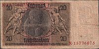 1929-1945 AD., Germany, Third Reich, Reichsbank, Berlin, 20 Reichsmark, Pick 181a/1. X-XÂ·15776675 Reverse 