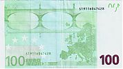 European Union, European Central Bank, Pick 12s. 100 Euro, 2004-2011 AD., Printer: Banca d'Italia, Italy, J024D4-S19116047428 Reverse 
