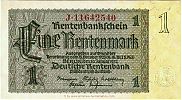 1937 AD., Germany, Third Reich, Deutsche Rentenbank, Berlin, 1 Rentenmark, Pick 173b.1. JÂ·11642540 Obverse