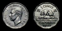 Canada, 1950 AD., George VI, 5 Cents, KM 42.