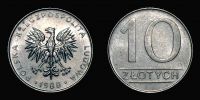1988 AD., Poland, Peoples Republic, Warsaw mint, 10 ZÅ‚otych, KM Y 152.1.