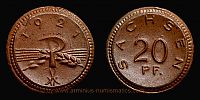 1921 AD., Germany, Weimar Republic, Saxony (state), Meissen porcellain factory, Notgeld, 20 Pfennig, Jaeger N 53.