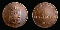 1814 AD., Denmark, Frederik VI, National Bank Token, 16 Skilling, KM Tn3.